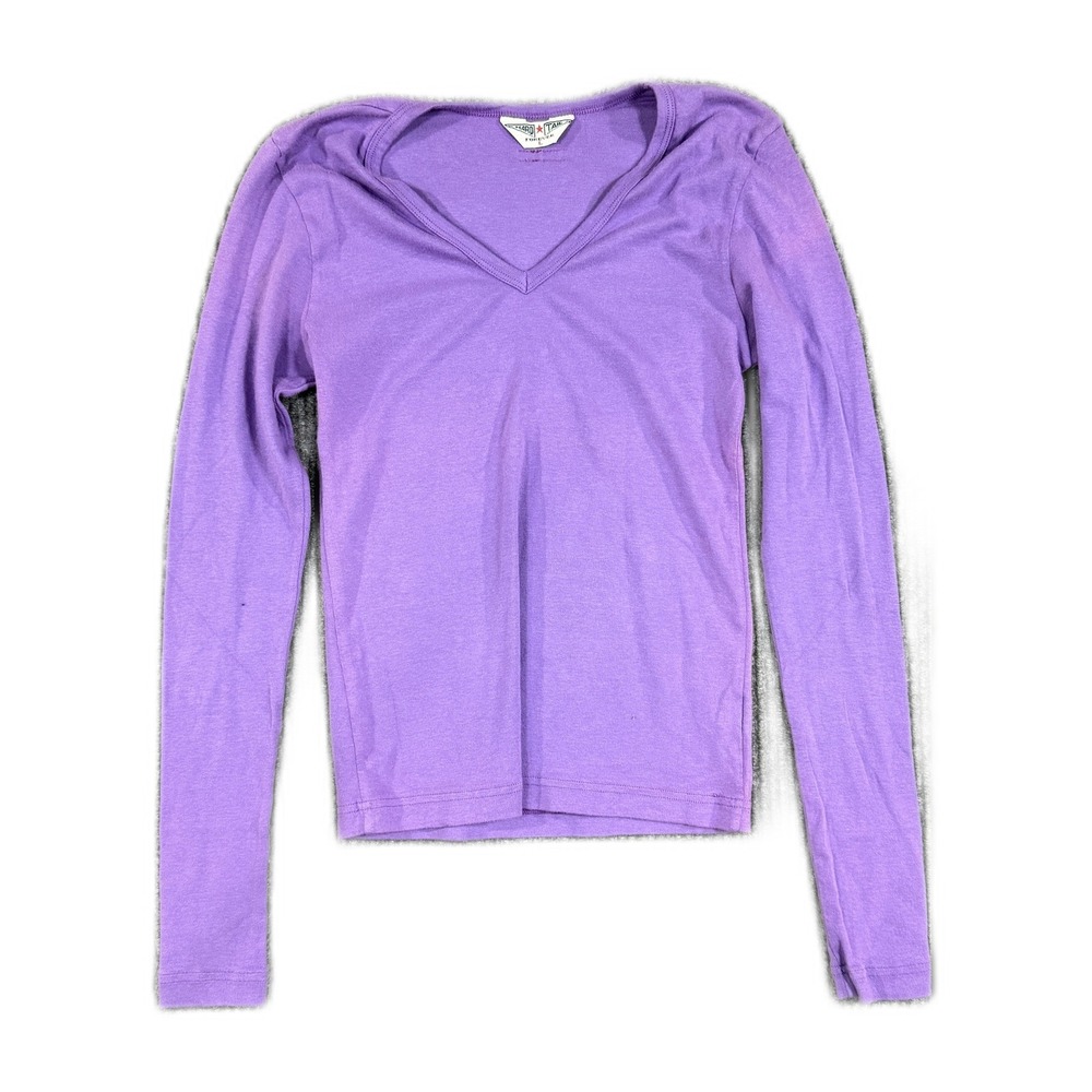 Hard Tail Forever Purple V-Neck Long Sleeve Slim Fit T-Shirt Large NWOT